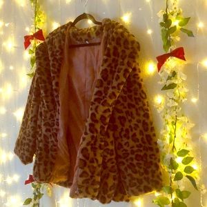 Trendy faux fur leopard print jacket